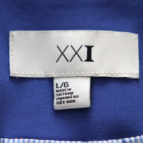 Forever 21 Open Asymmetrical Hem Blazer Suit Jacket Office Casual Blue Large - Picture 6 of 7